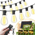 30FT Solar String Lights Waterproof, 10+1 LED Shatterproof Bulbs Solar Powered with Remote & USB Port, 3 Modes Dimmable Outdoor Lights for Patio, Garden, Camping by AMZRAP