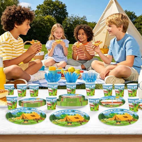 168 Pcs Happy Camper Party Decorations Camping Plate, Serves 24 - Image 5