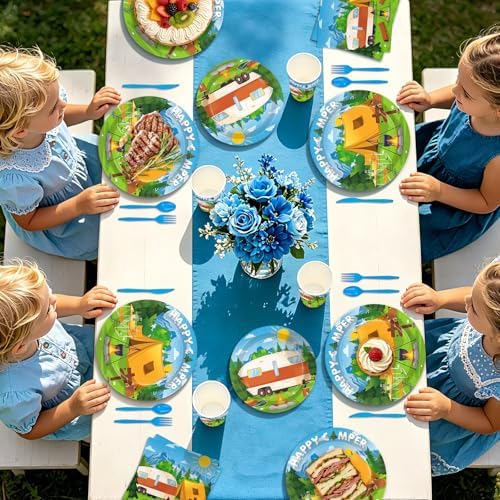 168 Pcs Happy Camper Party Decorations Camping Plate, Serves 24 - Image 6