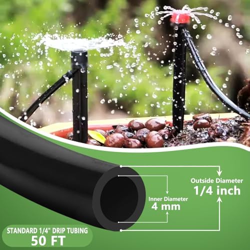 1/4 Inch Irrigation Tubing, 50ft Flexible Drip Tubing Roll, Black - Image 2