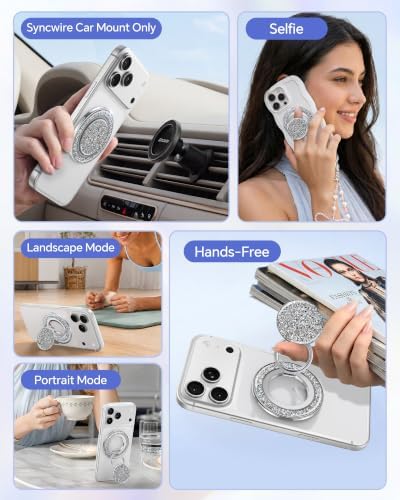 SYNCWIRE Magnetic Phone Ring Holder, for MagSafe Phone Grip Stand Kickstand - Image 5