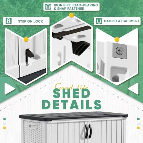 Devoko Outdoor Storage Cabinet 26 Cu Ft with Lockable Doors, Horizontal Storage Shed Waterproof Patio Tools Storage Box for Sofa Cushions, Gardening Tools and Accessories (White) - Image 4