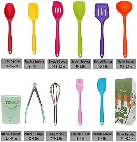18-Piece Silicone Kitchen Utensils Set, Colorful Non-Toxic Cooking Tools, BPA Free Heat Resistant to 446°F, Safe for Non-Stick Cookware, Spoons Spatula Tongs Whisk Ladle, Dishwasher Safe by TIBLEN - Image 2