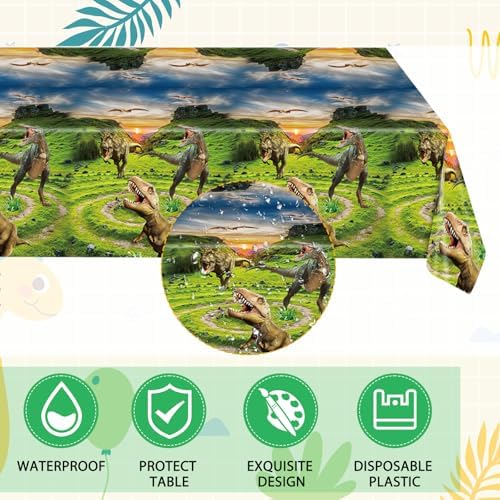 41Pcs Dinosaur Birthday Party Decorations,Dino Party Decorations Tableware Set Jurassic Dinosaur Paper Plates Napkins Tablecloth丨Boys Kids Baby Shower Jurassic Theme Birthday Party Decor,Serve 20 - Image 5