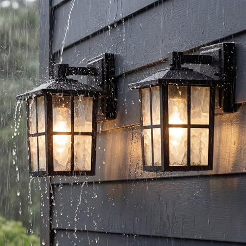 KDG Black Outdoor Waterproof Modern Patio Wall Light Fixtures Set of 2 by KDG