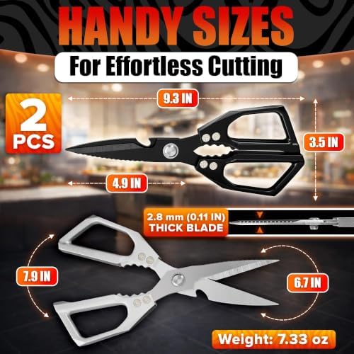 Stainless Steel Poultry Shears Set of 2, Aluminum Handles - Image 2