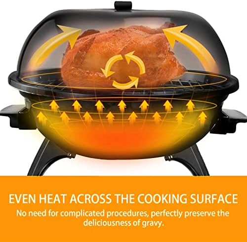 Electric BBQ Grill Techwood 15-Serving Outdoor Electric Grill for Party, Patio & Backyard, Double Layer Design, Portable Removable Stand Grill, 1600W (Countertop Black BBQ Grill) - Image 6