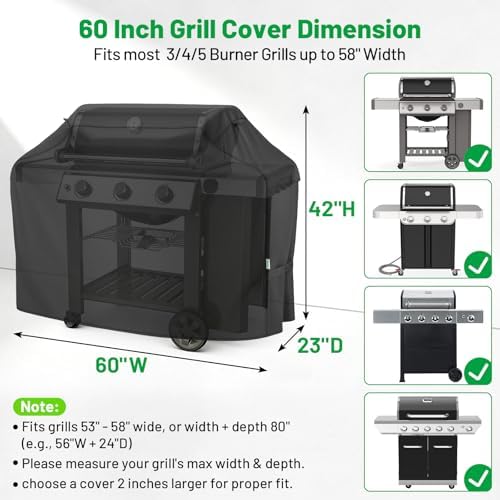 Heavy Duty Waterproof BBQ Gas Grill Cover for Outdoor, 60 Inch - Image 6