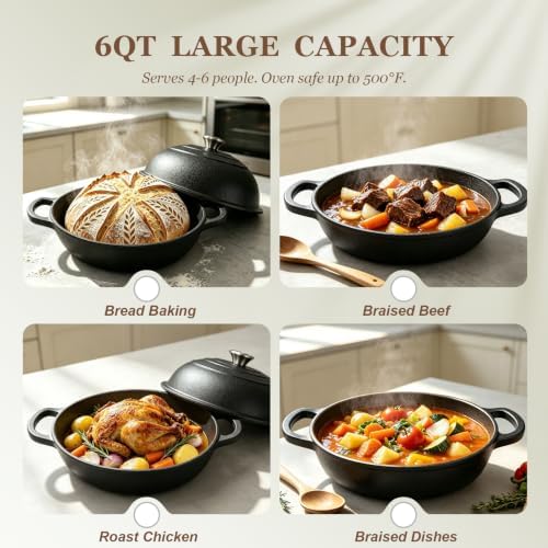 Cast Iron Bread Oven 6QT, Sourdough Bread Baking Pan with Lid - Image 4