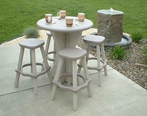 Patio Table Set with Four Barstools - Warm Grey Base with Grey Accents - Perfect for Patio and Outdoor Spaces. Hardware Free Easy Assembly. Proudly Made in USA - Image 2