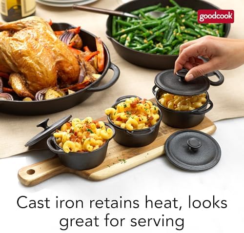 GoodCook Mini Dutch Oven with Lid, Pre-Seasoned Cast Iron Personal-Sized Pot for Stews Soups and Individual Desserts, Oven Safe to 500°F, 0.25-Quart, Black - Image 6
