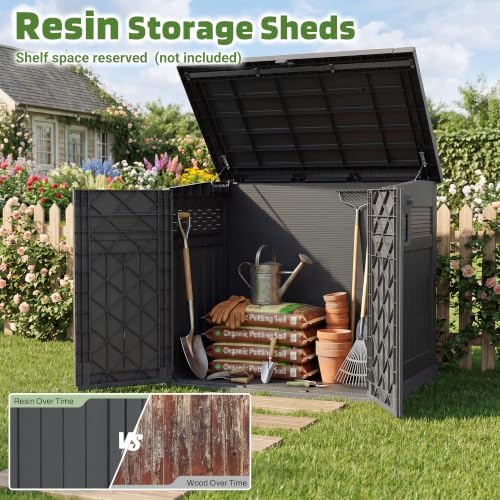 LHBcraft Large Outdoor Storage Cabinet 51 Cu Ft with Lockable, Outdoor Storage Shed with Pneumatic Hydraulic Lid-Easy to Assemble, Waterproof Outdoor Storage Box for Backyards,Patios - Image 4