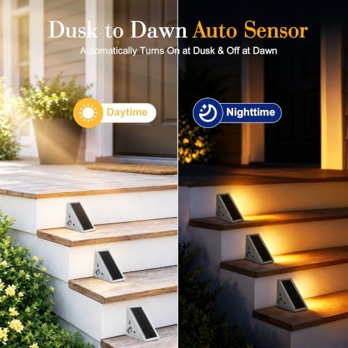 AUDLES Solar Step Lights Outdoor Waterproof IP67-13 LED Solar Stair Lights with 3000K/6000K Dual Color Temp, Auto On/Off Outdoor Lights for Deck, Patio, Pathway, Porch -2 Pack - Image 6