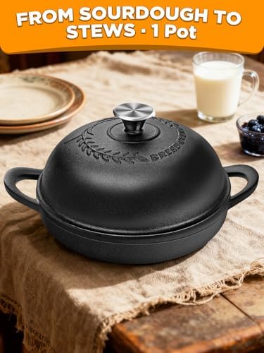 Dutch Oven Bread Baking Pot with Lid 6QT Enameled Cast Iron Oven, Matte Black Design & Sourdough Kit (Silicone Sling) for Artisan Bread Making - Image 6