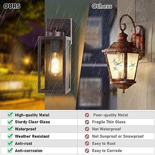 BesLowe Outdoor Wall Light Fixtures, Outside Porch Lights, Distressed Brown - Image 4