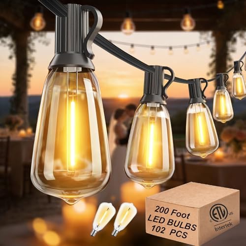 Outdoor String Lights Waterproof 200FT Outside Lighting for Patio Backyard by Lifeisgood