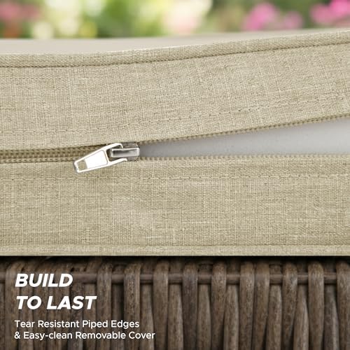 Outdoor Chair Cushions, Set of 4, 24 x 24 Inch, Beige - Image 6
