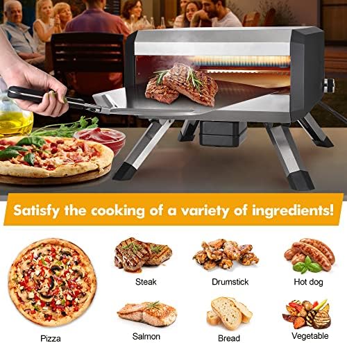 AOSION Pizza Oven Outdoor, 14 Inch Multi-Fuel Rotatable Pizza Ovens,Portable Stainless Steel Pellet Gas Pizza Oven for Outside Backyard Camping. - Image 6