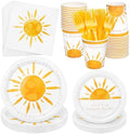 Kochorie 144 Pieces Boho Sun Birthday Party Decorations Tableware Sets Including Disposable Bohemia Sunshine Plates Napkins Cups Forks Serves 24 for Sun Baby Shower Party Supplies by Kochorie