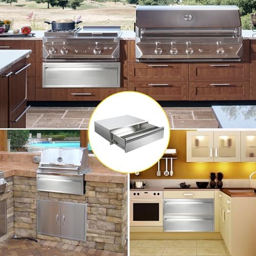 Outdoor Kitchen Drawers 30" W x 10"H Flush Mount BBQ Single Drawers with Divider,Stainless Steel Built-in Drawer for Outdoor Kitchen Island Patio Grill Station - Image 6