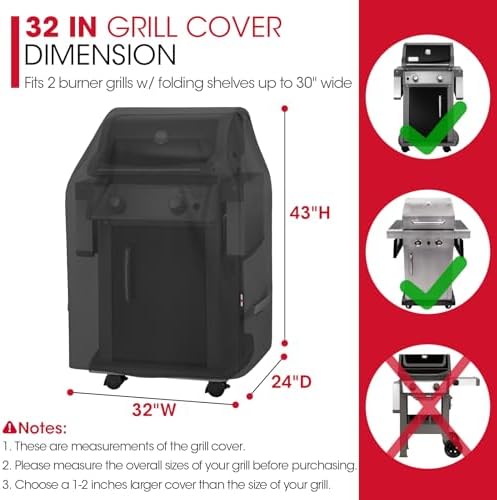 Unicook 32 Inch Small Grill Cover for Outdoor Grill Heavy Duty Waterproof - Image 2