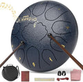 Rain Drum for Outside Garden, 8 Inches 11 Notes Steel Tongue Drum, Waterproof Meditation Rain Chime, Musical Instruments for Adult Gift with Bag, Music Book, Mallets (Navy Blue) by INNOWARMER