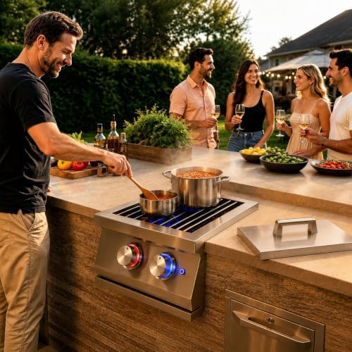 Double Side Burner for Outdoor Kitchen, 2 x 17,000BTU Liquid Propane Burner - Image 6