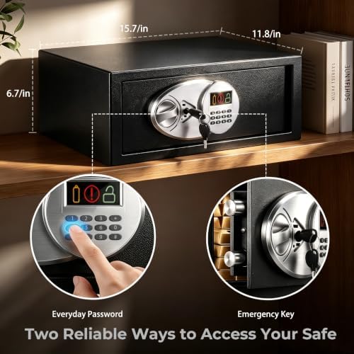 TOTOY 1.2 CuFt Compact Steel Security Safe with Fireproof Document Bag - Image 4