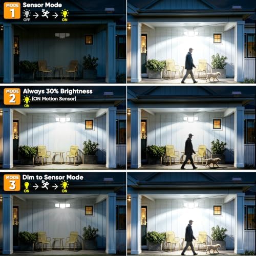 MDCMDCM Split Solar Lights Outdoor Waterproof with Dual Motion Sensors - 15.7ft Cable 3000LM Solar Security Light for Garden Patio Pathway Fence, IP65 Waterproof Solar Flood Lights for Outside - Image 5