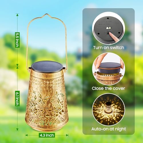 2 Pack Solar Lanterns Outdoor Waterproof, Birthday Gifts for Women Mom - Image 5