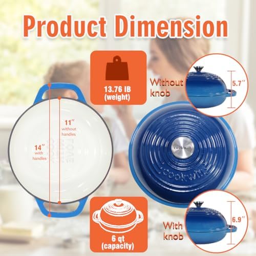 6 QT Enameled Cast Iron Bread Oven, Dutch Oven for Sourdough Baking - Image 2