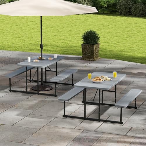 Tangkula 4 Person Picnic Table with 2 Benches, Rectangular - Image 3