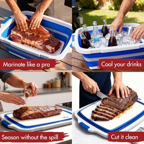 KITCHEN PERFECTION Collapsible XL Smoker & BBQ Prep Tub with Locking Lid - Image 5