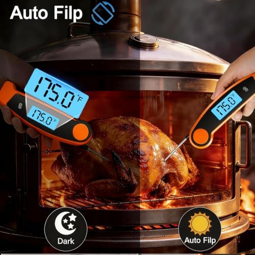 Digital Meat Thermometer Instant Read Orange Rotating Display IP56 - Image 3