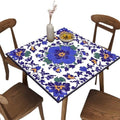 Square Tablecloth Elastic Edged, Mexican Talavera Pattern Printed on Oilproof Table Top Cover, Suitable for Home Dining Camping BBQ, Fit for 32" x 32" Square Tables by JRBSZMI2
