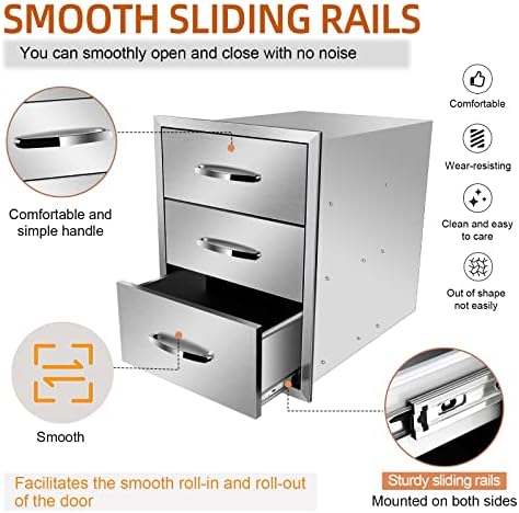 Flush Mount Stainless Steel Double Drawers with Recessed Handles for Outdoor Kitchens Or BBQ Island,-18W X 24H X 23D Inch - Image 5