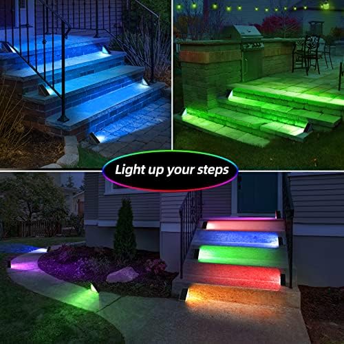 NIORSUN Solar Step Lights,8 Pack RGB Solid Color Changing Solar Stair Lights Outdoor Waterproof IP67 Auto On Off,Solar Lights for Steps,Stair,Patio,Yard,Porch,Front Door,Deck Decor - Image 3