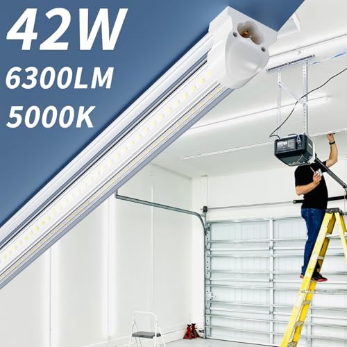 2-Pack 4FT T8 LED Shop Light, 42W 6300LM 5000K Daylight, Linkable with Plug Shop Lights for Garage Ceiling Workshop Commercial Lighting - Image 2