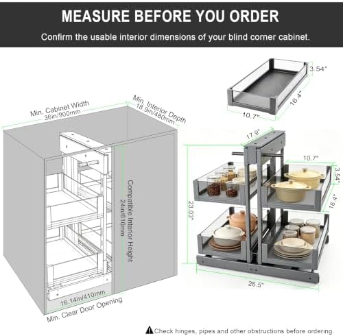 Blind Corner Cabinet Pull Out Organizer, 36" Cabinet, Soft Close - Image 2