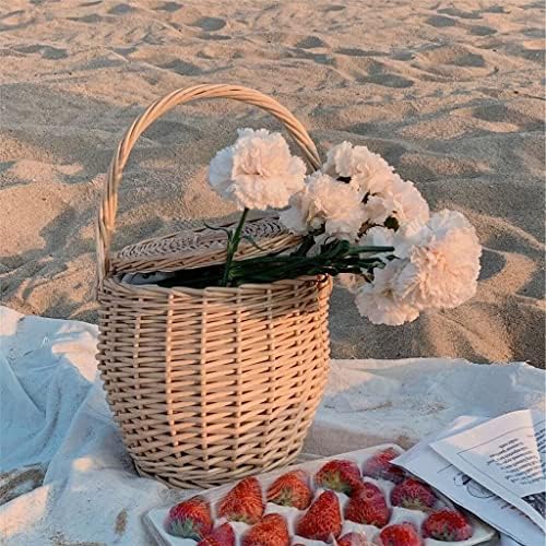 Basket Park Picnic Wicker Shopping Basket Picnic Leisure Simple Rattan Furniture Snack Storage Camping Outdoor Decor - Image 6