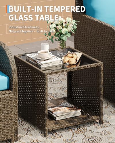 Garvee 5-Piece Outdoor Patio Conversation Set with Hidden Ottomans - Image 4