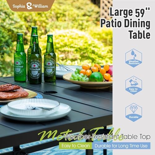 Sophia & William Patio Dining Set for 6 w/Swivel Textilene Chairs, Brown - Image 6