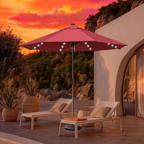 EliteShade USA 10-Year-Non-Fading 10ft Market Patio Umbrella, Commercial Grade Table Sun Umbrella with 80 Solar LED Lights, Crank Open, Windproof & UPF 50+ UV Protection for Garden, Deck, Pool, Backyard, No Tilt, Burgundy - Image 3