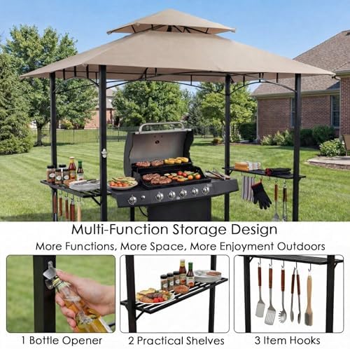 Kozyard Andra 8' x 5' BBQ Grill Gazebo Canopy Tent, Vented Soft Top Roof - Image 2