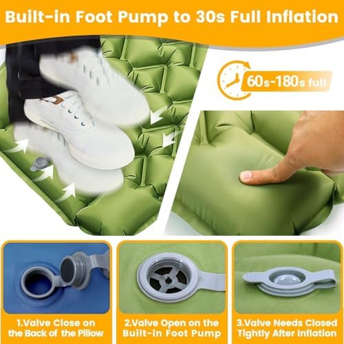 2 Pack 4-Inch Ultralight Camping Sleeping Pads with Foot Pump - Image 4