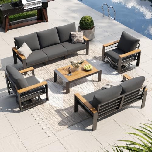 Aoxun Aluminum Patio Furniture Set with Swivel and Rocking Chairs by Aoxun