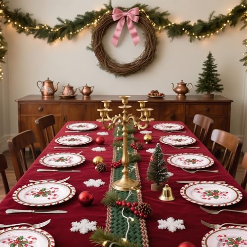 WRAPAHOLIC 25Pcs Christmas Paper Plates - 9 Inch Candy Cane Disposable Plates Decorative Dinner Plates for Christmas Party Tableware Supplies Table Decor - Image 5