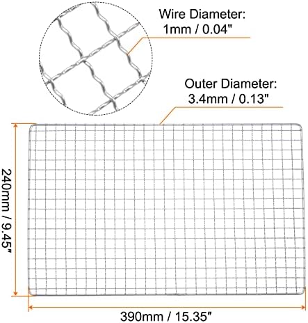 HARFINGTON Square BBQ Grill Net 15.4"x9.4" Stainless Steel Cross Wire Barbecue Mesh Mat for Baking Smoking Charcoal Grilling Roasting - Image 2