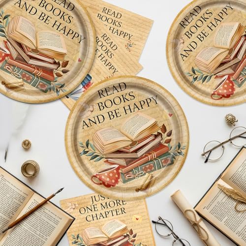 40pcs Vintage Book Themed Party Decorations Book Club Birthday Party Supplies Book Brunch Party Decor Plates and Napkins for Library Reading Storybook Party,Suitable for 20 Guests - Image 6