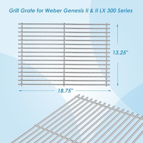 66802 18.75" Grill Grates for Weber GS4 Genesis II 300 Genesis II LX 300 Series, for Weber Genesis 2 Grill Parts for Genesis ii E-310 ii E-315 Grill Grates Replacement Parts for Weber 66095 - Image 5